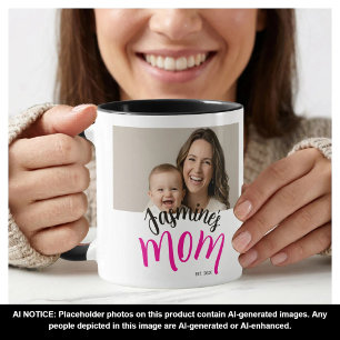 Photo Mum Established Child Name Custom Year Mama Mug
