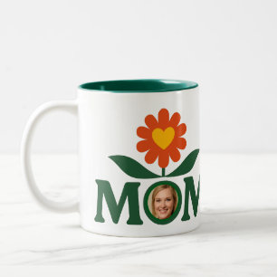 Photo Mum Flower Heart Two-Tone Coffee Mug