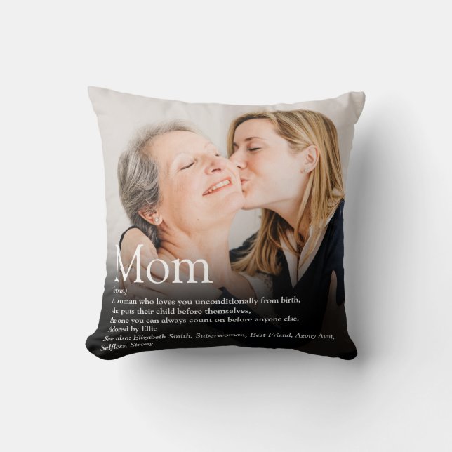 Photo Mum Mother Definition Quote Pink Cushion (Front)