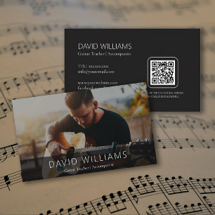 Photo Music Teacher Singer Songwriter QR Code Business Card