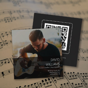 Photo Music Teacher Singer Songwriter QR Code Square Business Card