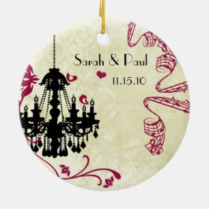 Photo Musical Black Plum Birds Vintage Chandelier Ceramic Tree Decoration