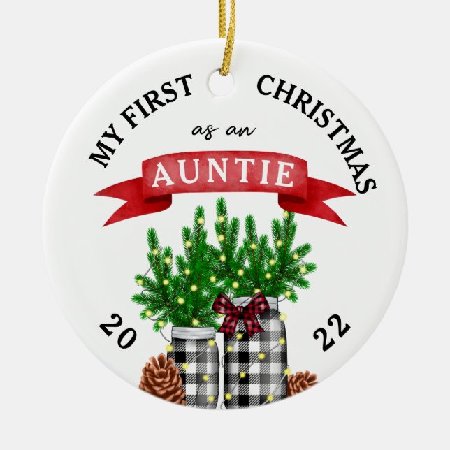 Photo My First Christmas As An Auntie Ceramic Tree Decoration (Front)