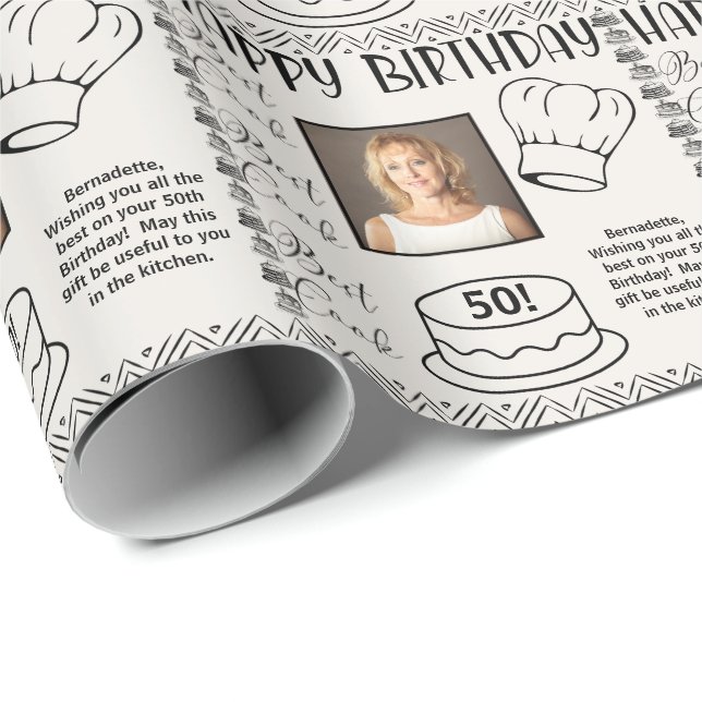 Photo Name Age Text Best Cook Birthday Wrapping Paper (Roll Corner)