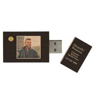 Photo Name Business Company Logo Personalise USB Wood USB Flash Drive