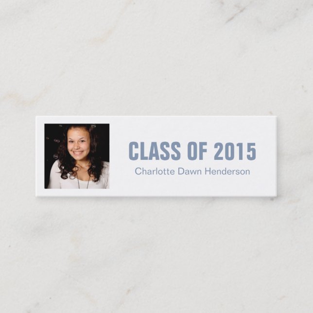 Photo name card graduation announcement blue (Front)
