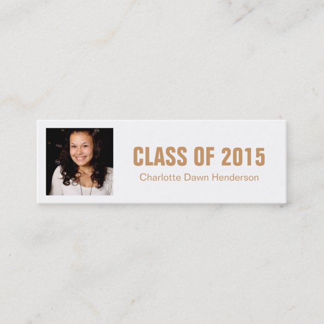 Photo name card graduation announcement taupe (Front)