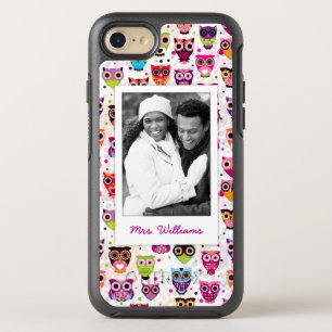 Photo & Name Cute owl pattern OtterBox Symmetry iPhone 8/7 Case