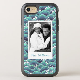 Photo & Name Decorative Sea Wave Background OtterBox Symmetry iPhone 8/7 Case