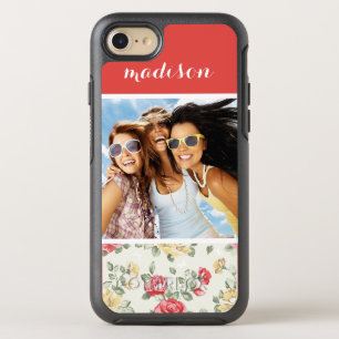 Photo & Name Elegant pink roses OtterBox Symmetry iPhone 8/7 Case