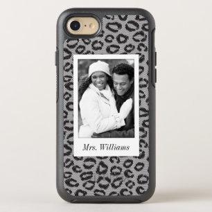 Photo & Name lace with leopard pattern OtterBox Symmetry iPhone 8/7 Case