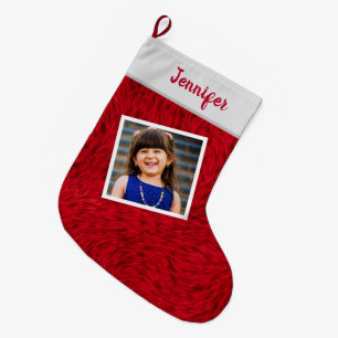 Photo Name Personalised Large Christmas Stocking