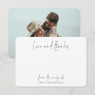 Photo Name Script Wedding Newlywed Love Thanks  Thank You Card