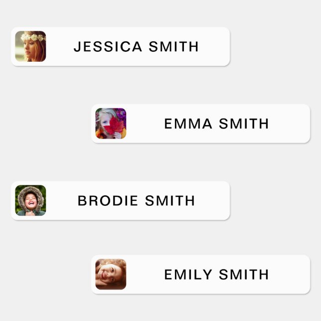 Photo & Name Sticker Labels Template (Group)