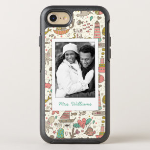 Photo & Name Summer Ships Pattern OtterBox Symmetry iPhone 8/7 Case