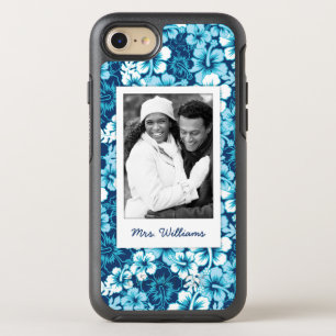 Photo & Name Surf Floral Hibiscus Pattern OtterBox Symmetry iPhone 8/7 Case