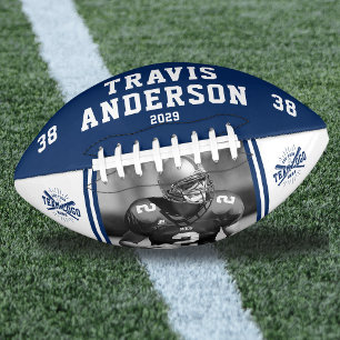 Photo, Name, Team Logo Blue & White Player American Football