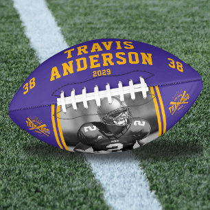 Photo, Name, Team Logo Purple & Gold Player American Football