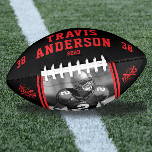 Photo, Name, Team Logo Red & Black Player American Football