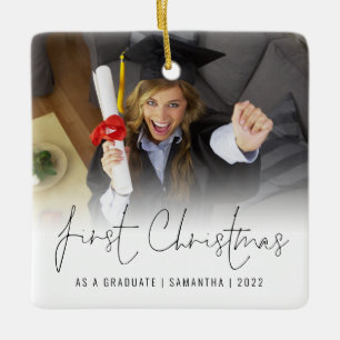 Photo Name Year First Christmas As Graduate Ceramic Ornament