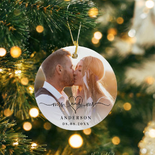 Photo names mr mrs elegant newly weds  ceramic tree decoration