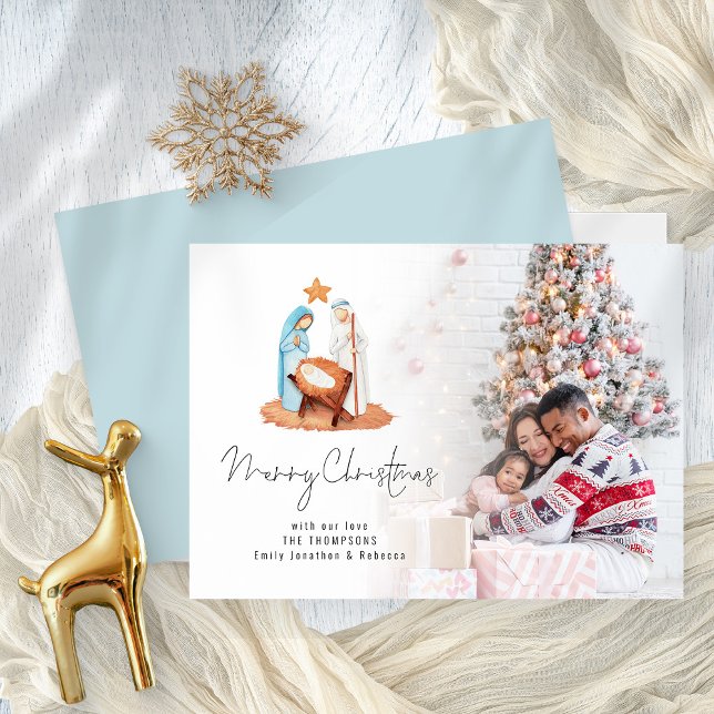 Photo Nativity Scene Script Merry Christmas  (Front and back view)