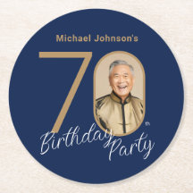 Photo Navy Blue Gold 70th Birthday