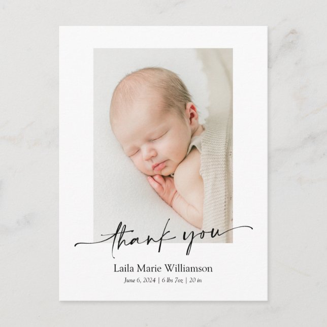Photo New Baby Birth Announcement Thank you  Postcard (Front)