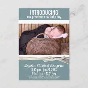 Photo New Baby Boy Birth Announcement