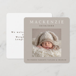 Photo New Baby Photo Personalized 2 sided Card