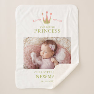 Photo Newborn Unisex Crown Our Little Princess Sherpa Blanket