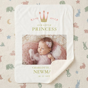 Photo Newborn Unisex Crown Our Little Princess Sherpa Blanket