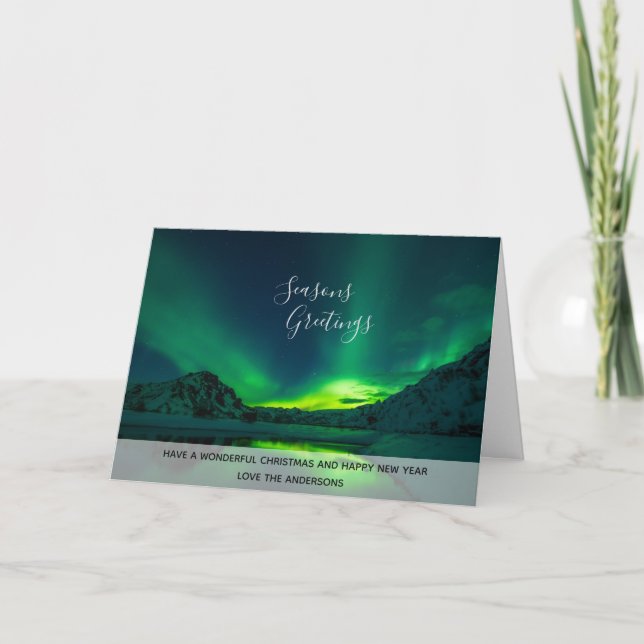 Photo Northern Lights Iceland Aurora Borealis Holiday Card (Front)