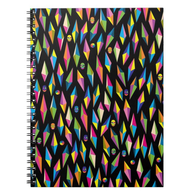 Photo Notebook/Abstract Diamond Shapes and Skulls Notebook (Front)