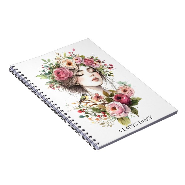 Photo Notebook Diary Women with Roses-Wreath (Right Side)