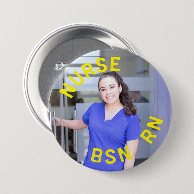 photo nurse bsn rn 3 inch circle 7.5 cm round badge (Front & Back)