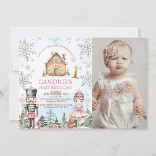Photo Nutcracker Land of Sweets 1st Birthday Invitation