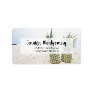 Photo of 2 Pineapples on a Beach Address Label