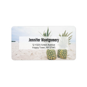 Photo of 2 Pineapples on a Beach Address Label