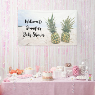 Photo of 2 Pineapples on a Beach Baby Shower Banner
