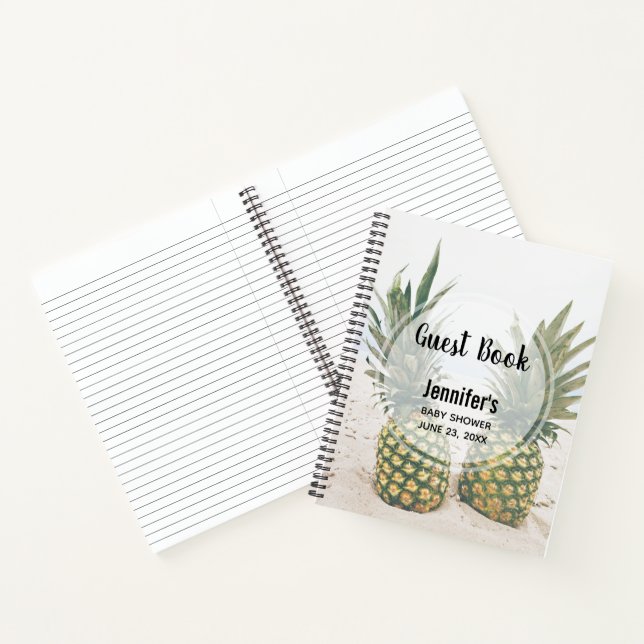 Photo of 2 Pineapples on a Beach Guest Book (Inside)
