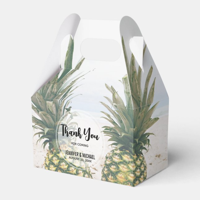 Photo of 2 Pineapples on a Beach Wedding Favour Box (Front Side)