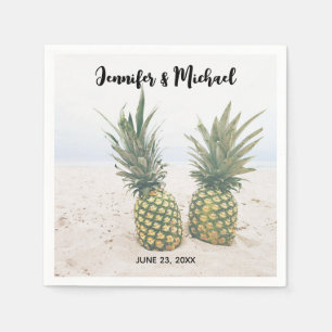 Photo of 2 Pineapples on a Beach Wedding Napkin