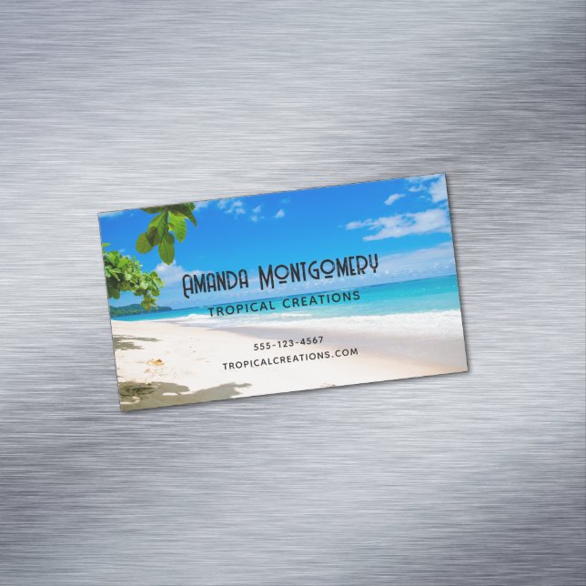 Photo of a Beautiful Sunny Tropical Beach  Magnetic Business Card (In Situ)