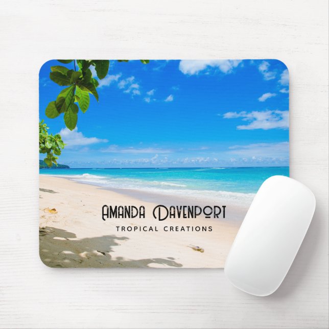 Photo of a Beautiful Sunny Tropical Beach  Mouse Mat (With Mouse)
