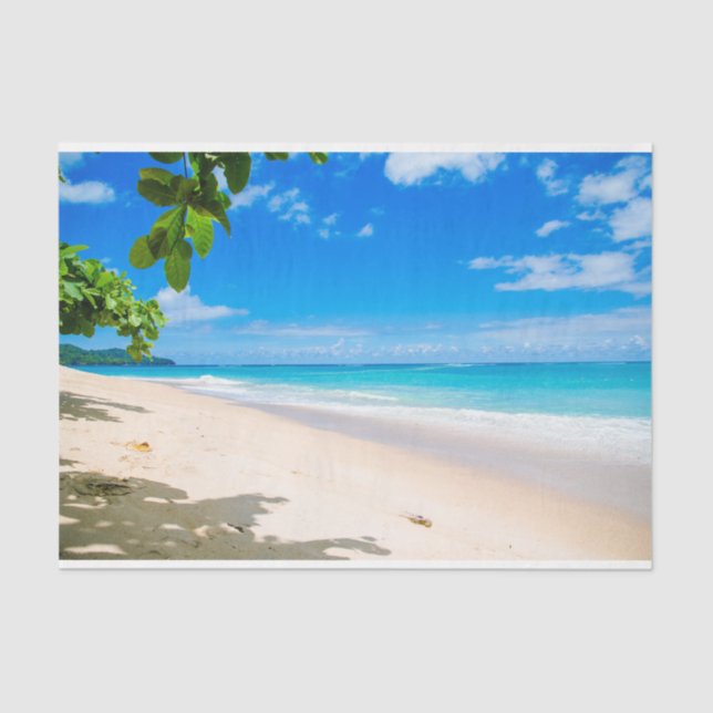 Photo of a Beautiful Sunny Tropical Beach Tissue Paper (Front)