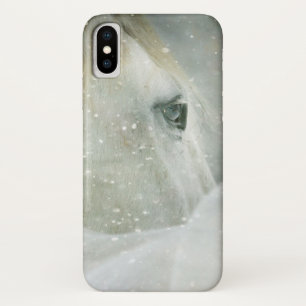 Photo of a Beautiful White Horse in Winter iPhone X Case