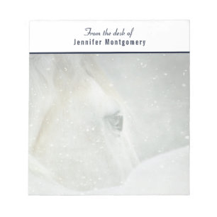 Photo of a Beautiful White Horse in Winter Notepad