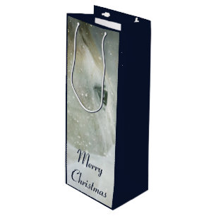 Photo of a Beautiful White Horse in Winter Wine Gift Bag