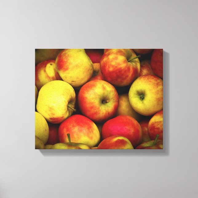 Photo of a Bushel Of Yellow and Red Apples Canvas Print (Front)